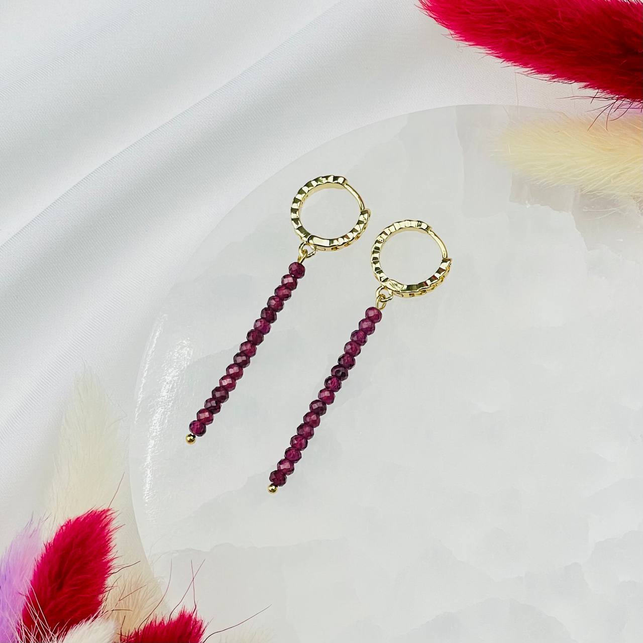 Радуга Самоцветов Серьги длинные из Граната (Альмандин)