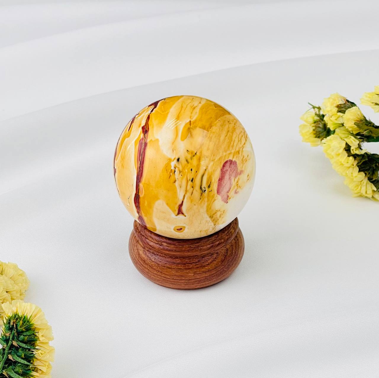 Радуга Самоцветов Шар из Яшмы (Мукаит) на подставке