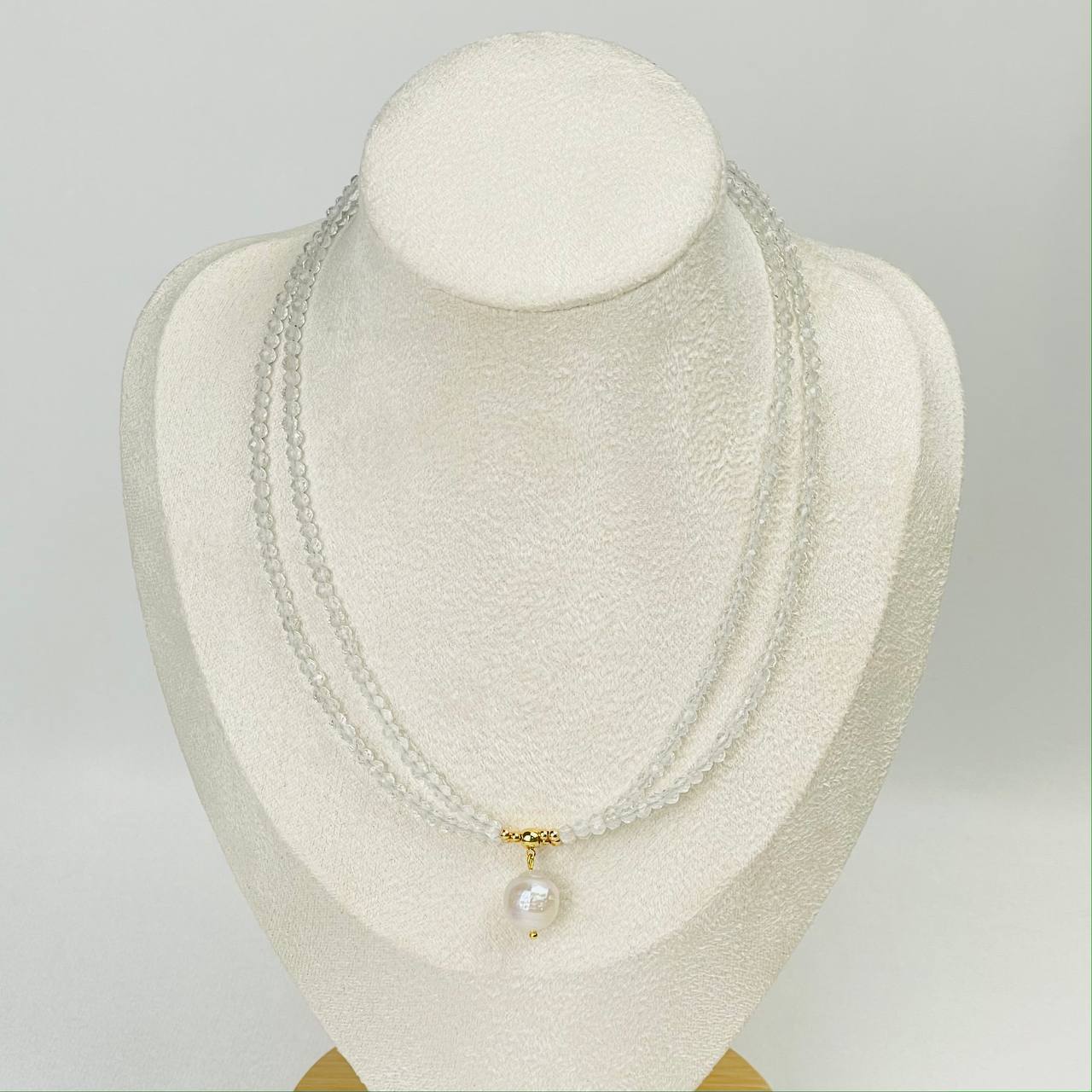 Радуга Самоцветов Колье из Горного Хрусталя и Жемчуга