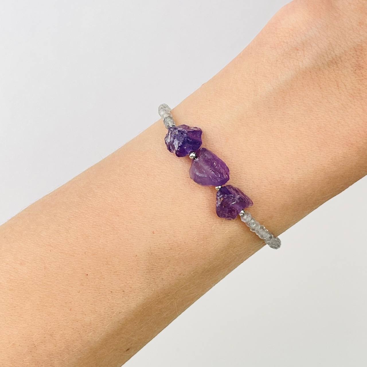 Радуга Самоцветов Браслет из Лабрадора и Аметиста