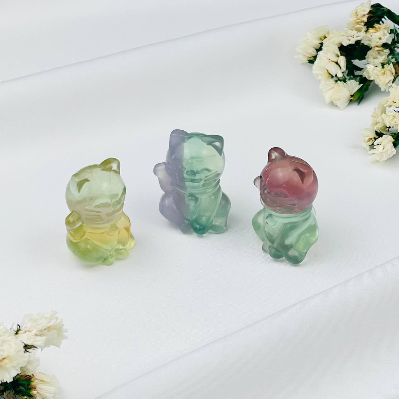 Радуга Самоцветов Фигурка Манэки-нэко (Кот удачи) из Флюорита