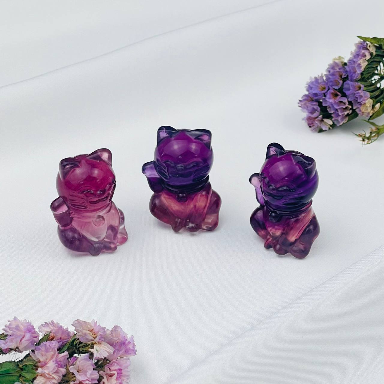 Радуга Самоцветов Фигурка Манэки-нэко (Кот удачи) из Флюорита