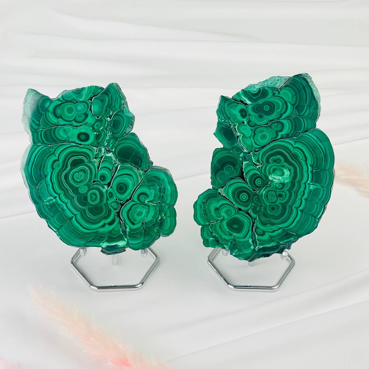 Радуга Самоцветов Срез Малахита на подставке (пара)