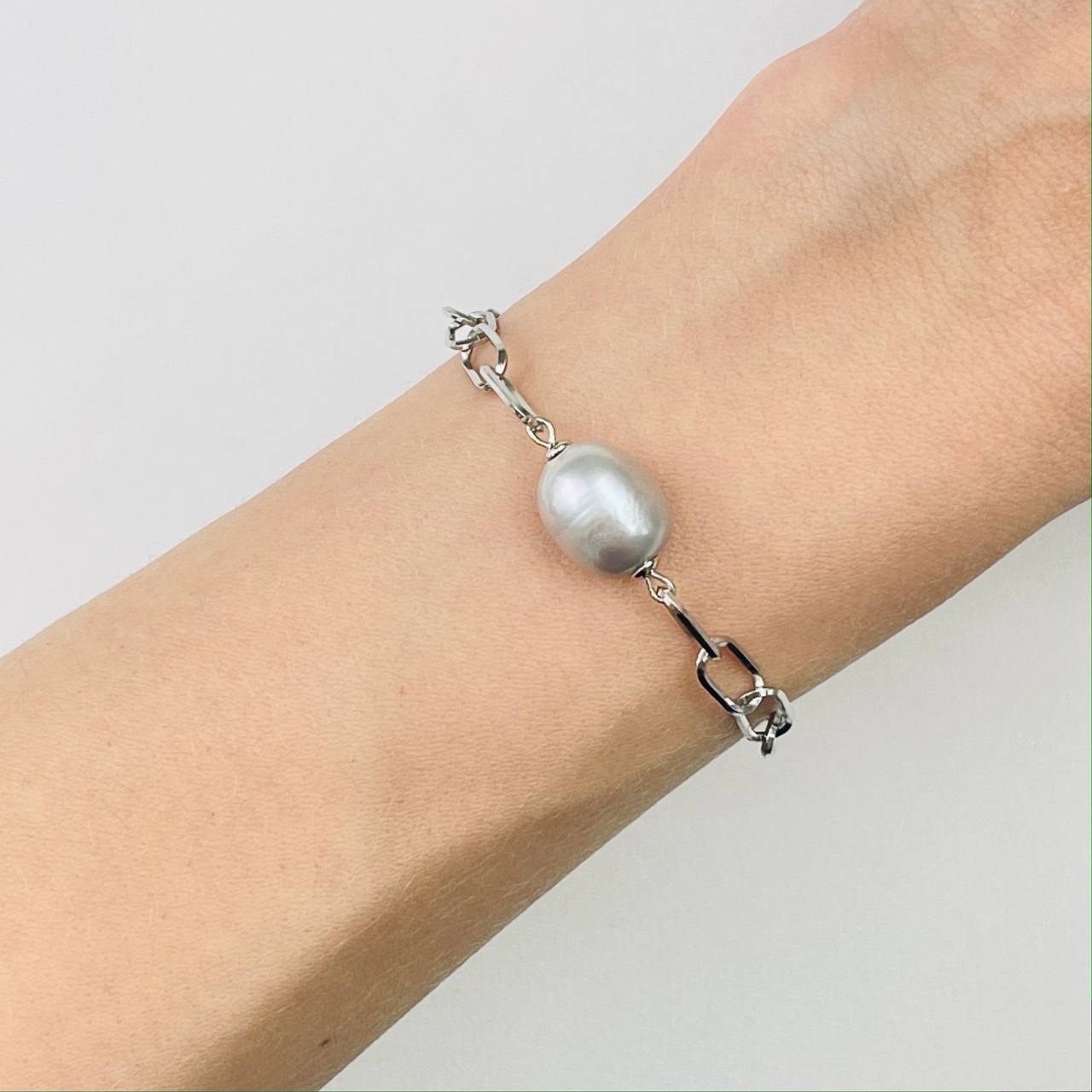 Радуга Самоцветов Браслет на цепочке с Жемчугом