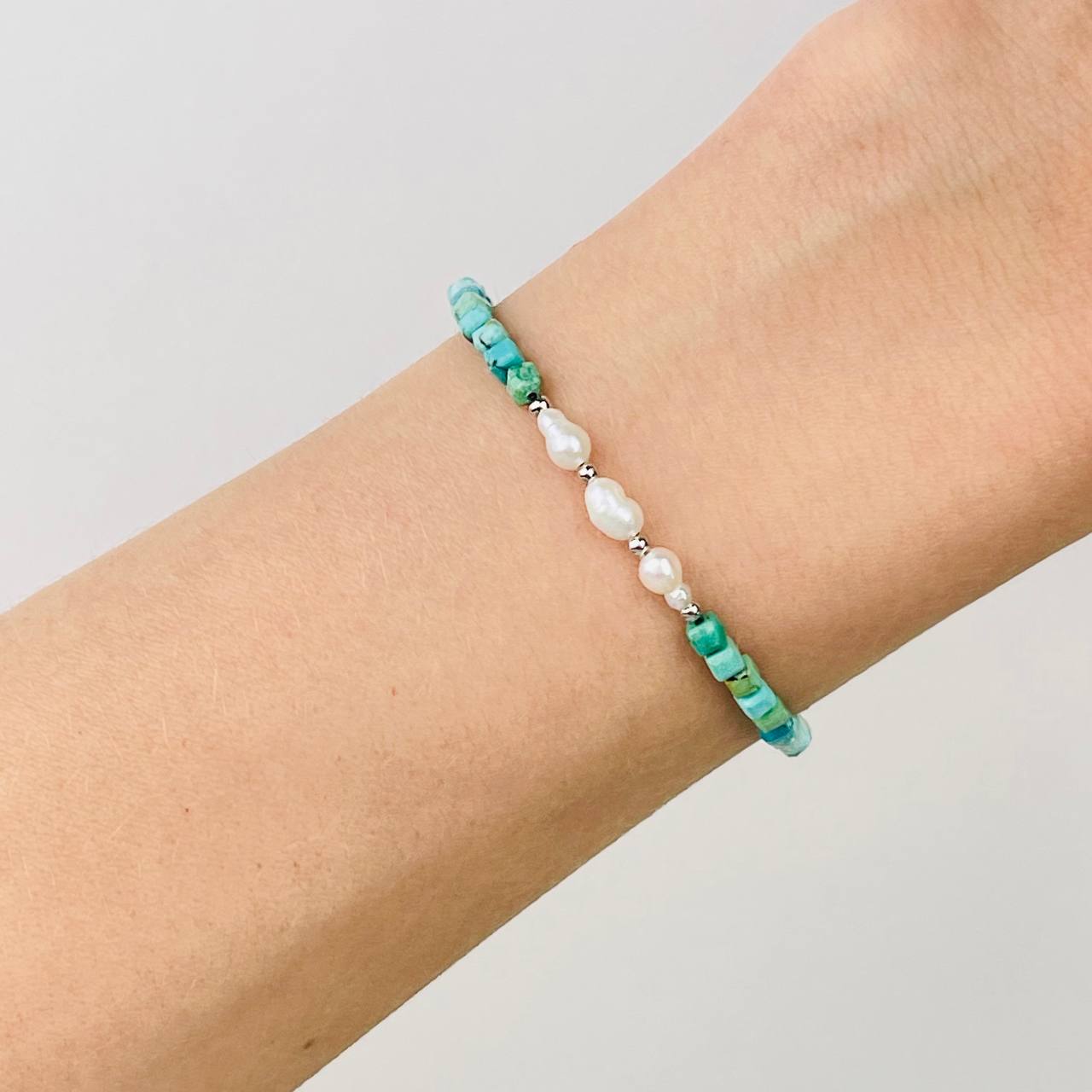Радуга Самоцветов Браслет из Бирюзы и Жемчуга