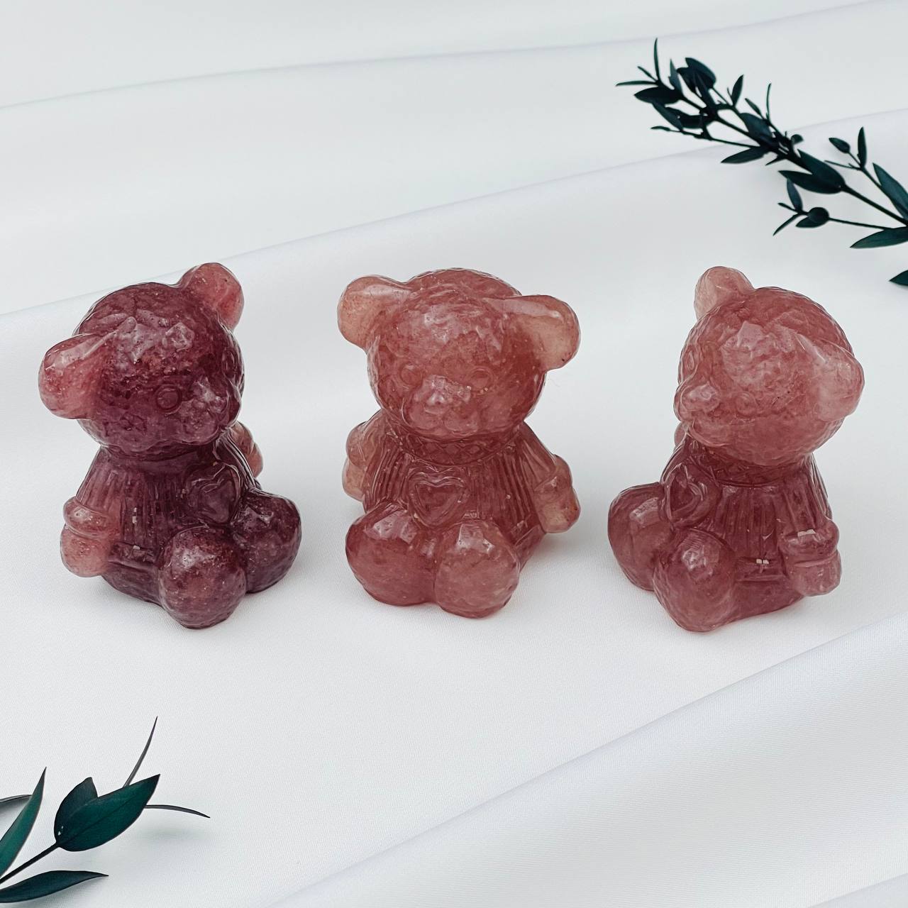 Радуга Самоцветов Фигурка Мишка из Клубничного кварца