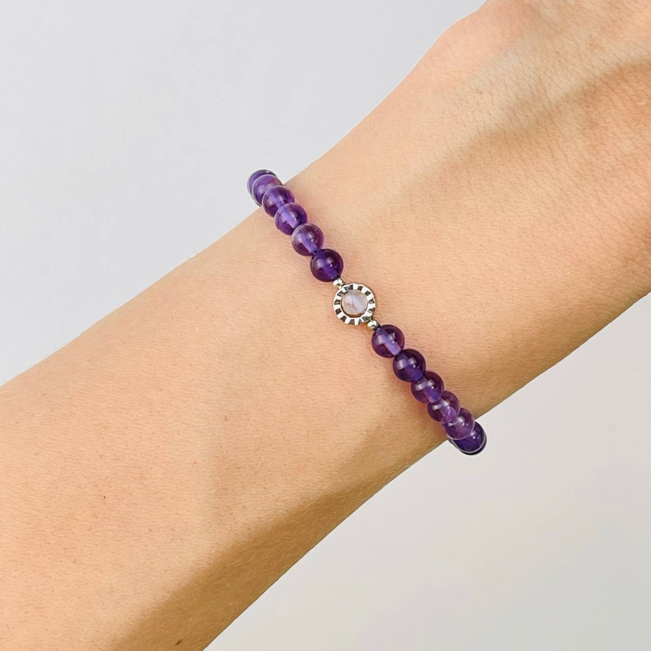 Радуга Самоцветов Браслет из Аметиста и Лунного камня