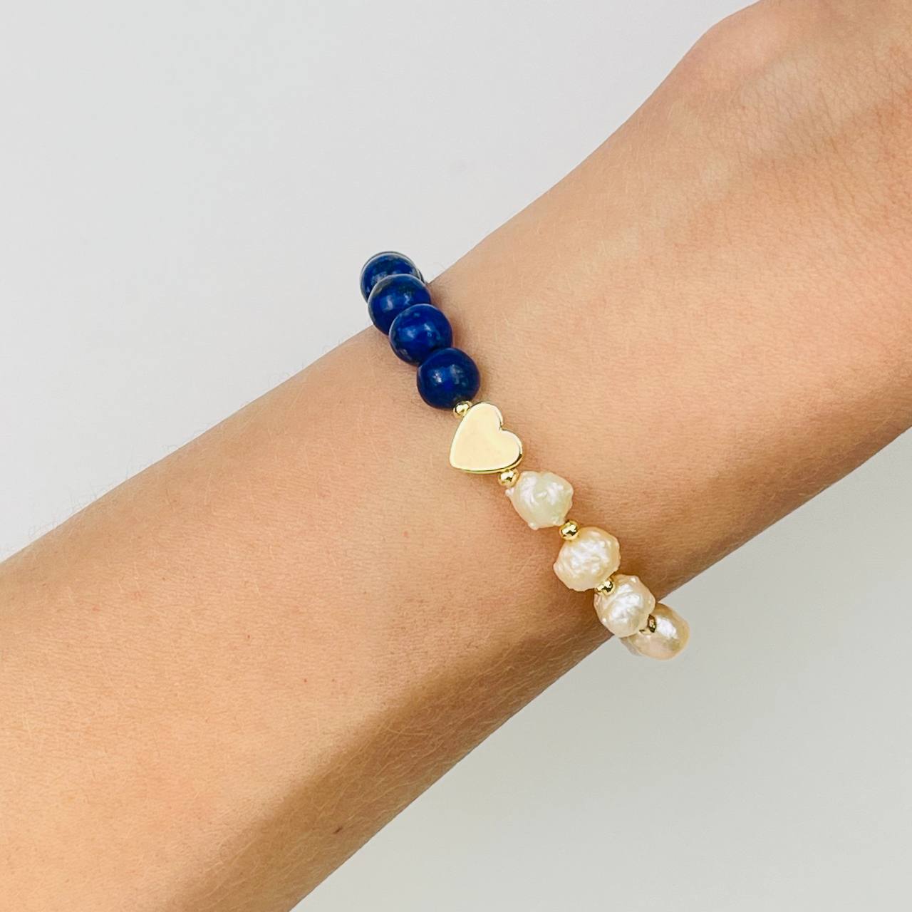 Радуга Самоцветов Браслет из Лазурита и Жемчуга