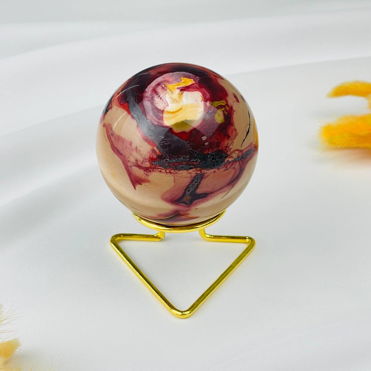 Радуга Самоцветов Шар из Яшмы (Мукаит) на подставке