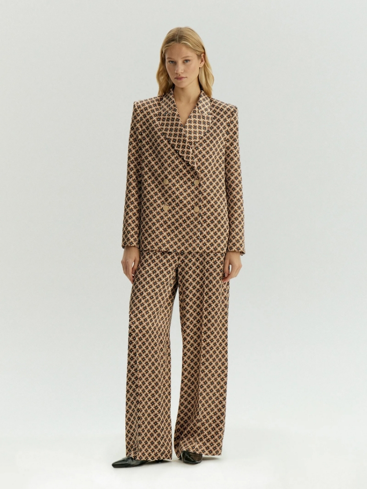 Двубортный жакет с принтом из вискозного сатина ,
100% вискоза ,