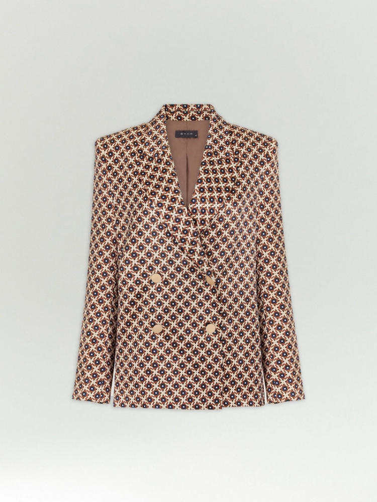 Двубортный жакет с принтом из вискозного сатина ,
100% вискоза ,
