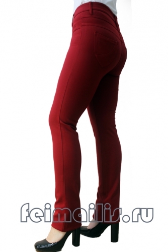 MS5682-3--Прямые темно-красные брюки