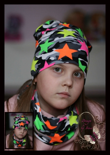 Комплект для девочки «Звездопад»(шапка+шарф-восьмерка)