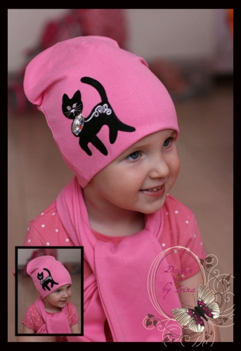 Удл.шапочка розовая «Кошка Мурка»