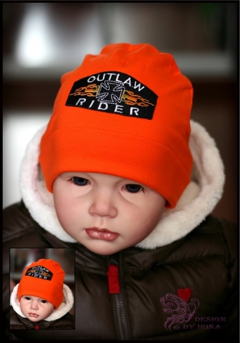 Шапочка для мальчика оранжевая Outlaw Rider