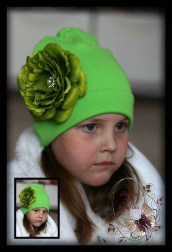 Зеленая шапочка с пинчиом Гледис
