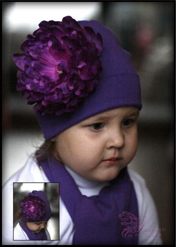 Фиолетовая шапочка с комб.пионом