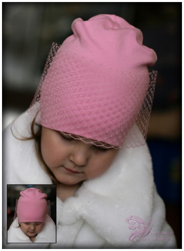 Удл. шапка с вуалью (розовая)