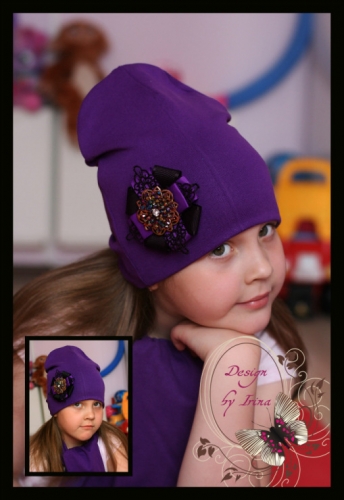 Удл.шапочка фиолетовая  с бантом Лигуре