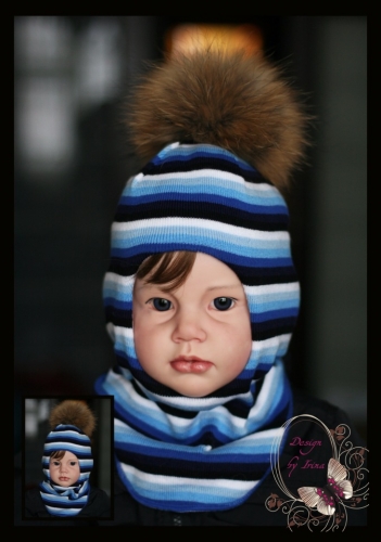 Шлем в полоску для мальчика «Сёма»(голуб/бел)