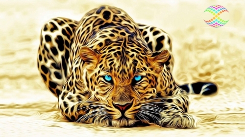 Ah09581 Леопард с голубыми глазами. Алмазная мозаика