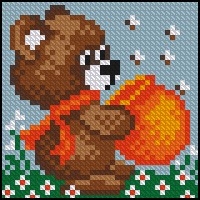 5208 Медвежонок с медом, магнит. Алмазная мозаика
