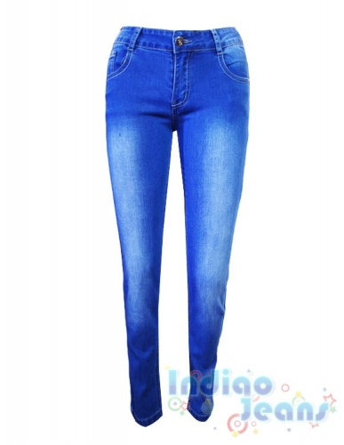 Зауженные синие джинсы-стрейч для девочек