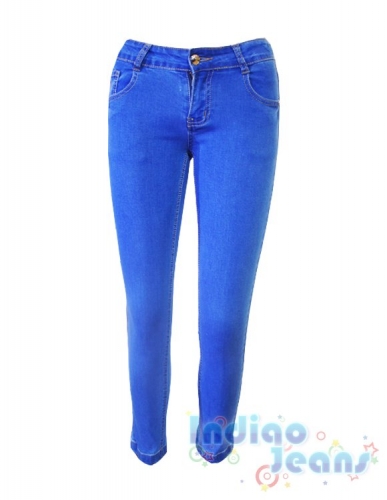 Укороченные голубые джинсы для девочек