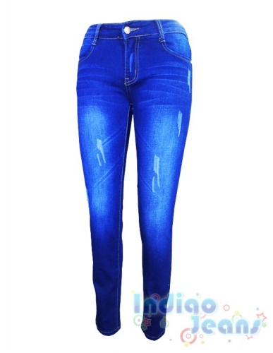 1210 р.Стильные темно-синие джинсы-стрейч для девочек