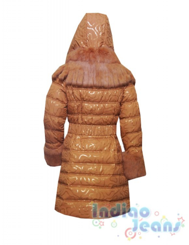  3300 р. Стильное зимнее пальто BTE.Beetle со съемным мехом и капюшоном