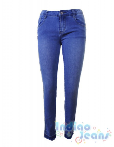 Стильные джинсы с лампасами - бахромой