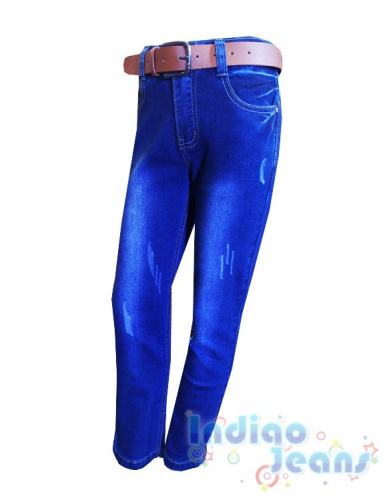 Модные джинсы-стрейч для мальчиков,ремень в комплекте
