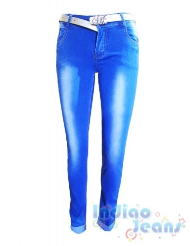 Голубые джинсы - стрейч для девочек