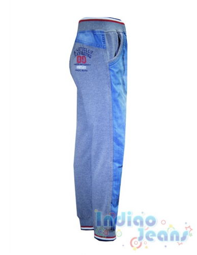Комбинированные джинсы на резинке, для мальчиков