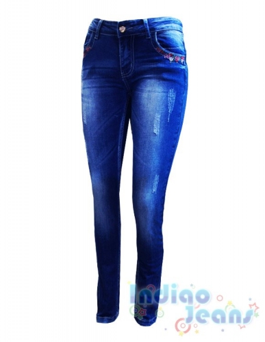  1320р.Яркие джинсы-стрейч модной варки, для девочек, арт. I32195.