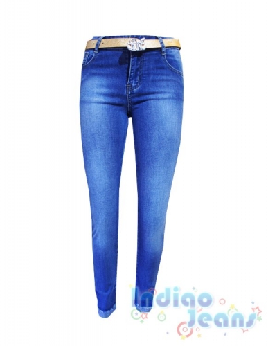 Стильные  джинсы для девочек, ремешок в комплекте