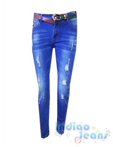 Ультрамодные джинсы-бойфренды  для девочек, ремень в комплекте