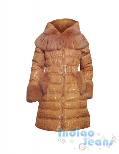  3300 р. Стильное зимнее пальто BTE.Beetle со съемным мехом и капюшоном