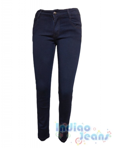 Темно-синие плотнооблегающие джинсы-стрейч модной варки, для девочек
