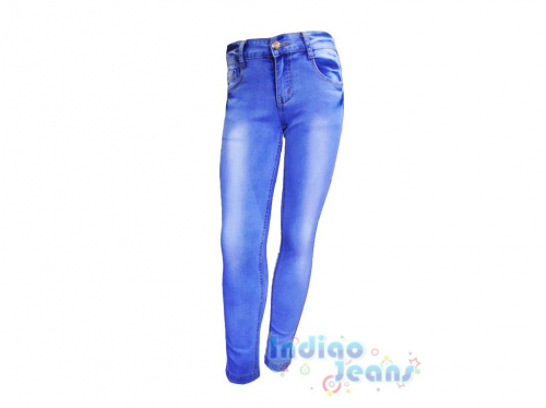  1100 р.Стильные голубые джинсы-стрейч для девочек