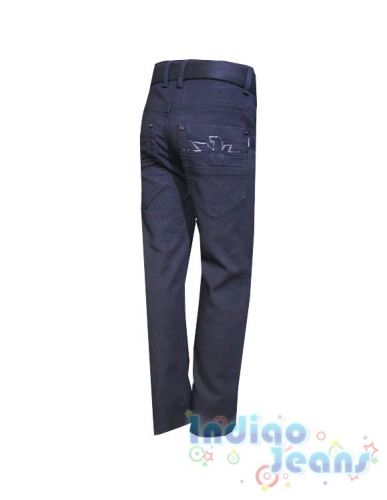 Черные джинсы-стрейч для мальчиков, ремень в комплекте