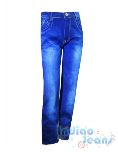 Синие прямые джинсы-стрейч для мальчиков