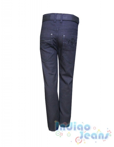Черные джинсы-стрейч для мальчиков, ремень в комплекте