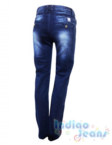 Темно-синие джинсы-стрейч со скрытыми карманами, для мальчиков