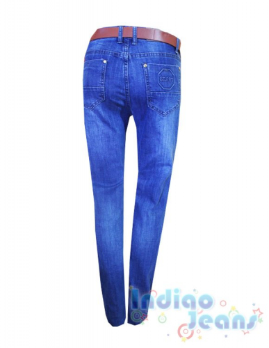 Стильные джинсы для мальчиков, ремень в комплекте