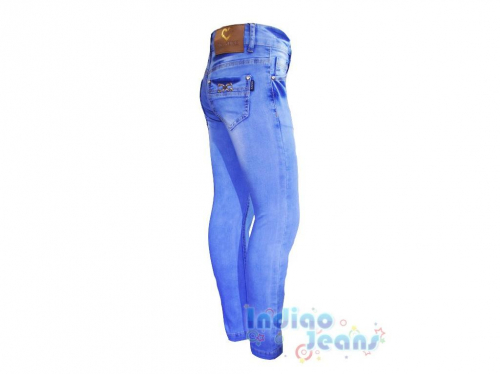  1100 р.Стильные голубые джинсы-стрейч для девочек