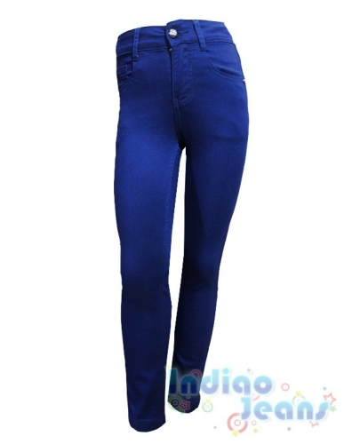 Темно-синие джинсы-стрейч с завышенной талией, для девочек