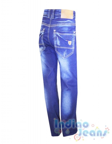 1408 р.Стильные джинсы-стрейч с модными потертостями, для мальчиков
