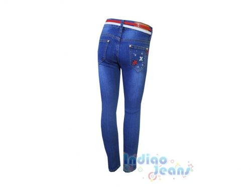  660 р. Интересные  джинсы для девочек, ремень в комплекте