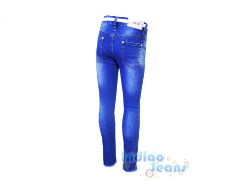  Рваные джинсы для девочек, пояс на резинке, арт. 010
